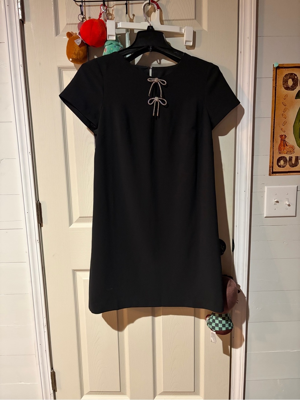 Talbots Black Short-Sleeve Shift Dress with Bow Ties